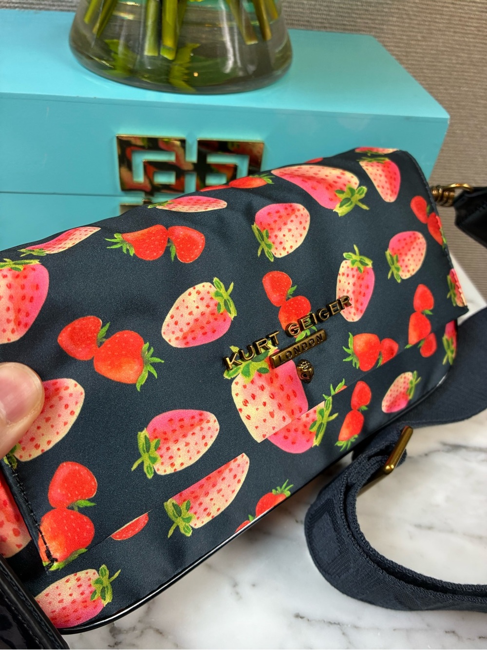 Kurt Geiger Strawberry Portobello Nylon Flap Bag - NWT 🍓 - Picture 3 of 11